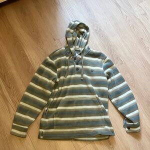 VISSLA Green and Gray Striped Hoodie